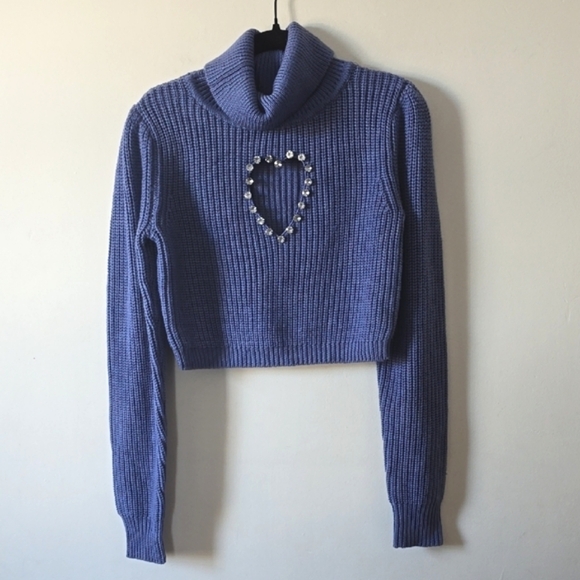 Revolve Women's Periwinkle Cowl & Turtleneck Sweater - Picture 1 of 9